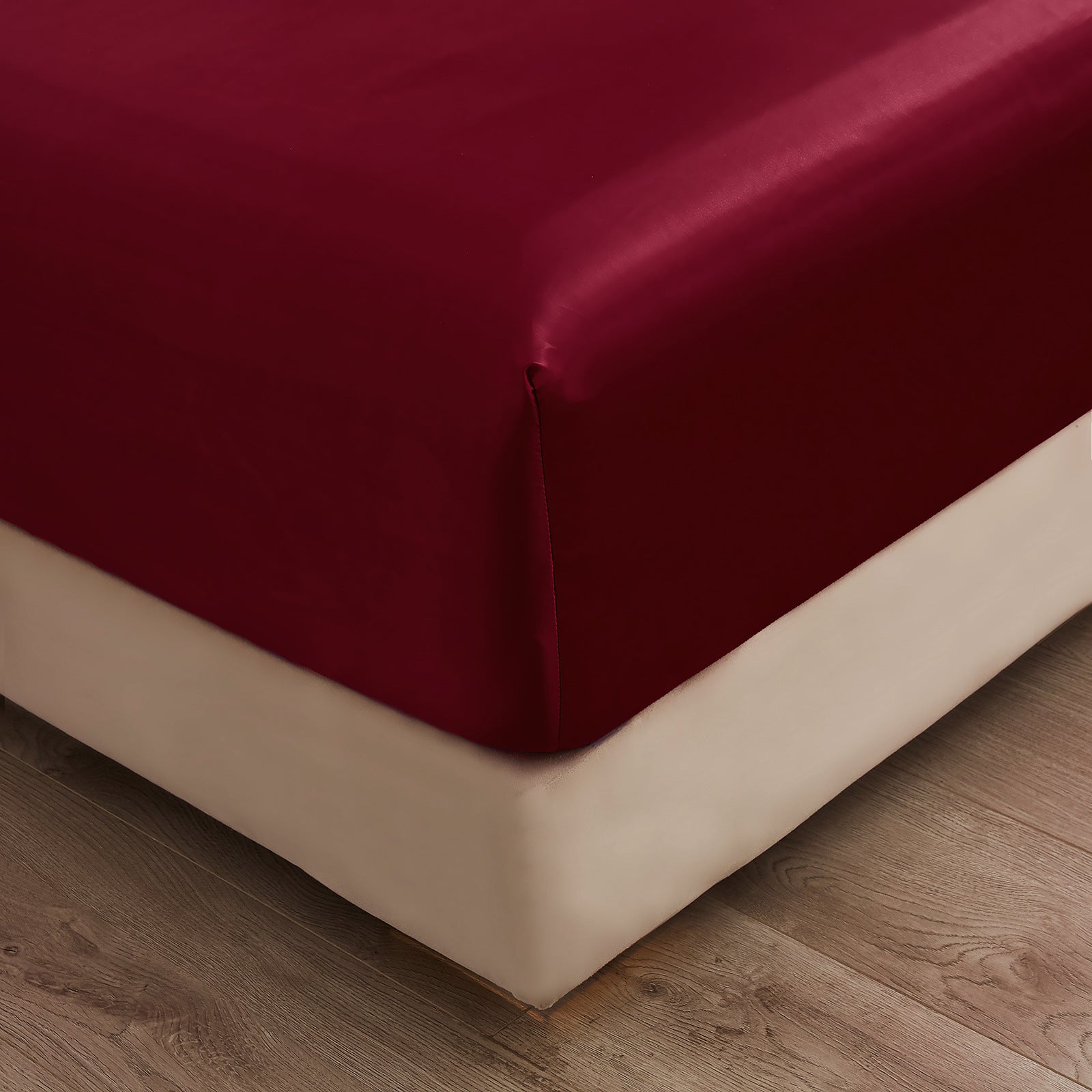 Solid Color Satin Imitation Silk Fitted Sheet - Calm Cloud Bedding